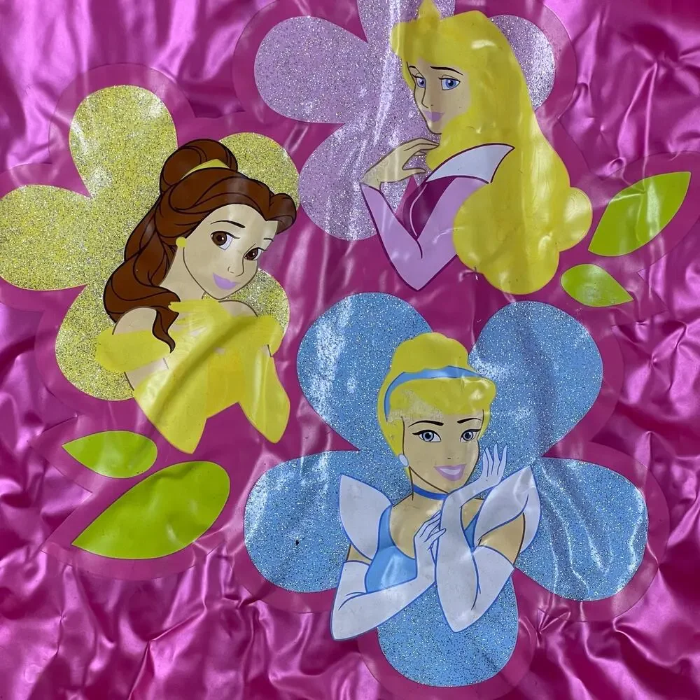 Vintage Y2K Disney Store Princess Pink Vinyl Raincoat Hood Belle Cinderella S/M